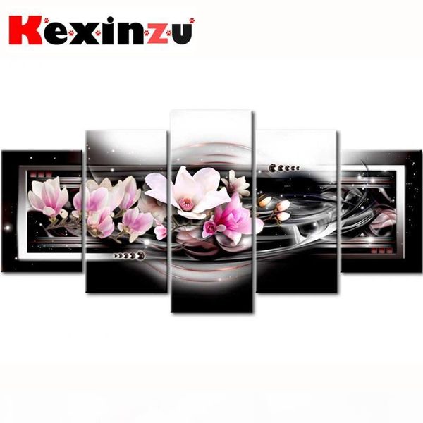 

5pcs full square round drill 5d diy diamond painting cross stitch"flower home" multi-picture combination embroidery decor home 6