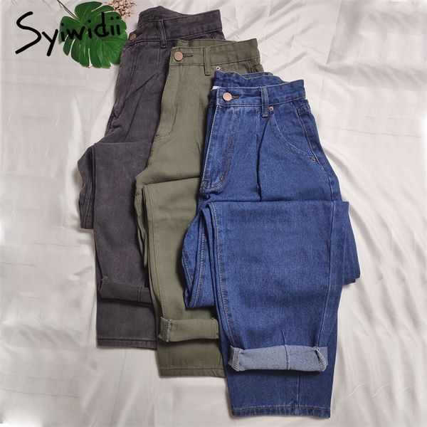 

mom jeans woman loose high waist jeans denim pants full length womens clothing street style green blue gray vintage harem pants lj201127