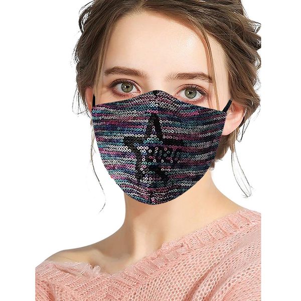 

elegant sequin mask women stars designer bling colorful ask masque tissus lavable face protec decoration party mouth muffle wmtzke