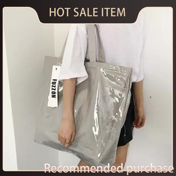 

double j603 vintage paper bag messenger pvc new transparent clear bag waterproof causal tote shoulder shopping kraft handbag mflgv