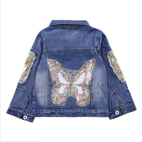 

girl jean jacket coats autumn cotton denim cartoon coats kids fashion high-grade baby girl clothes 4 5 6 7 9 year 201109, Blue;gray