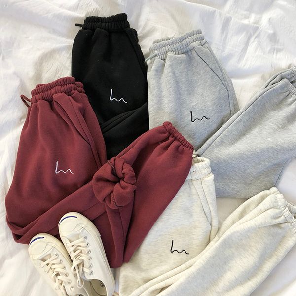 

autumn winter loose jogger pants women high waist warm sportwear trousers female fashion casual streetwear cargo pants(s-2xl) 1020, Black;white