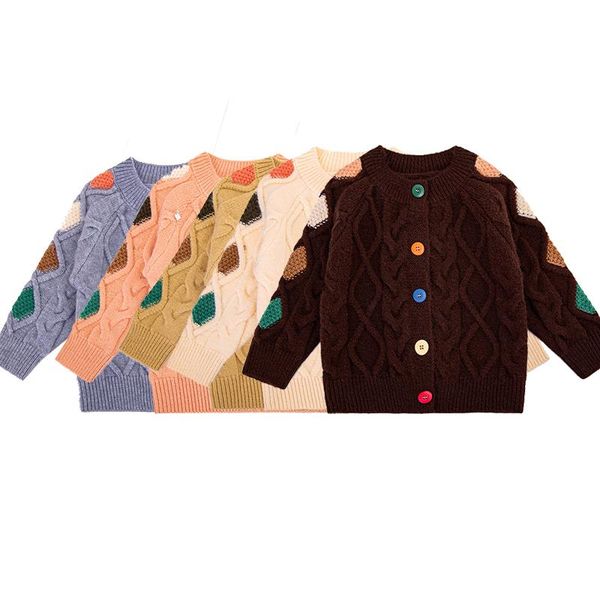 

pullover rainbow cardigan sweater age for 1 - 8 yrs baby girls colorful knitted winter autumn clothes thick warm long sleeve, Blue