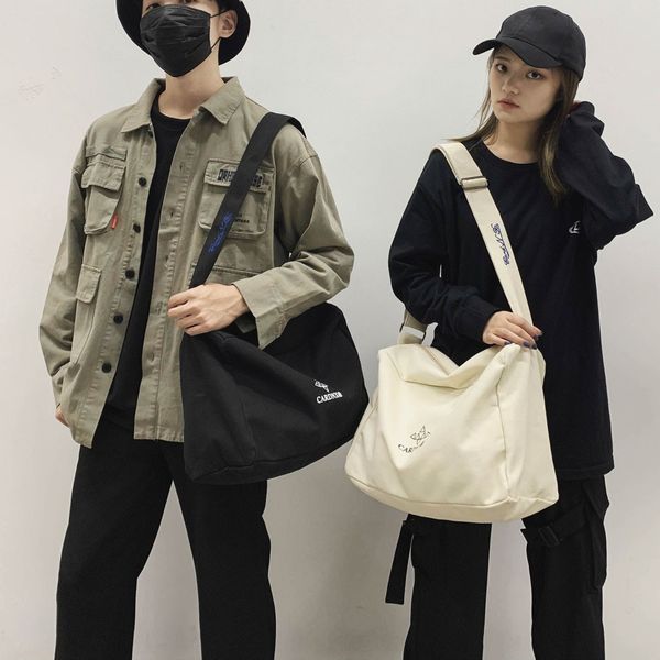 

2020 new shopping bag canvas cloth shoulder bag environmental storage messenger bags reusable foldable eco grocery c1019