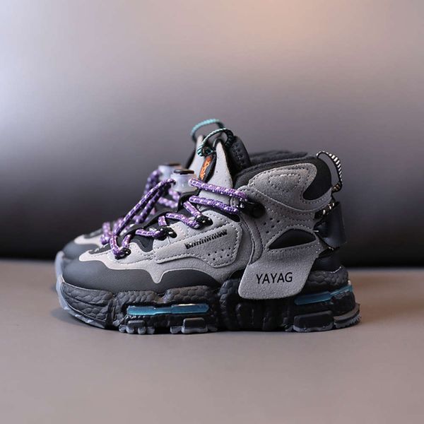 

size zhongbang broken sports cotton winter new children's korean plush casual sho for boys and girls, Black;red