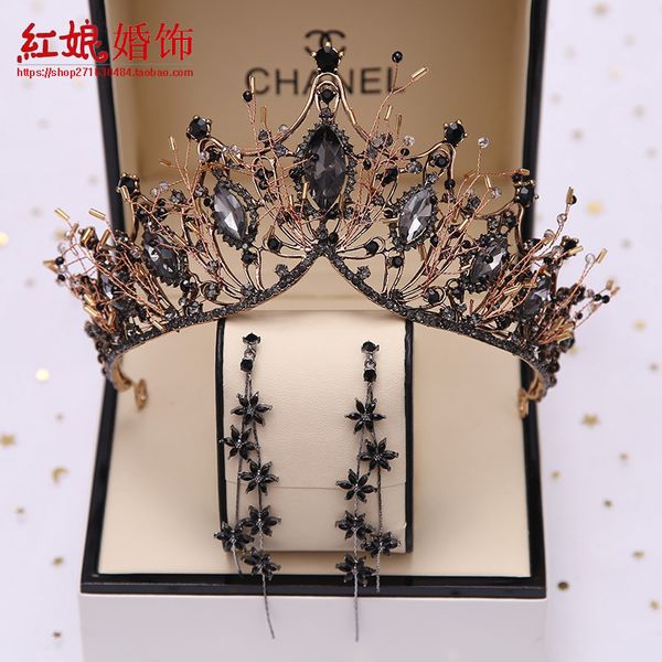 

барокко свадебного головного убора кристалла черных волосы орнамент год княгиня взрослой женщина корона 18, Silver