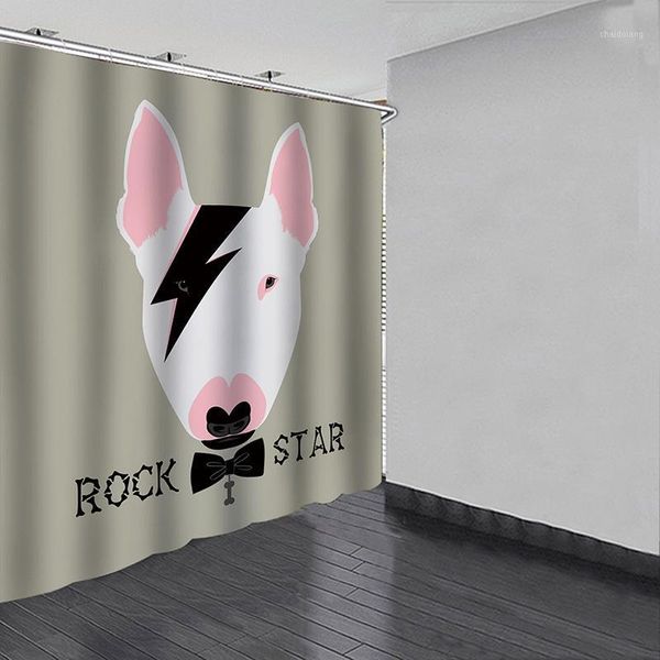 

rock star style waterproof bathroom shower curtain mat non-slip rug set1