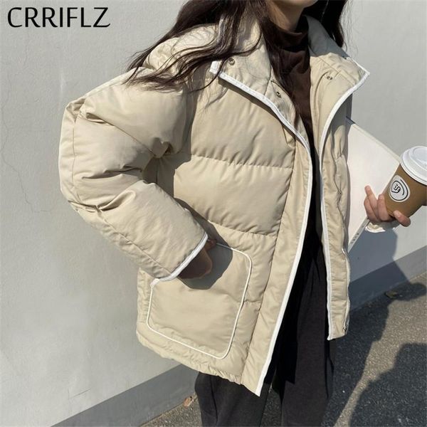 

chic cotton jacket coat clothing female autumn winter retro thick stand collar down jacket short tooling parka for women coat, Black