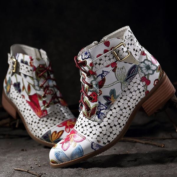 

new ankle fashion beautiful flower pattern boot female rubber boots for women wear-resistant zipper shoes y200115, Black