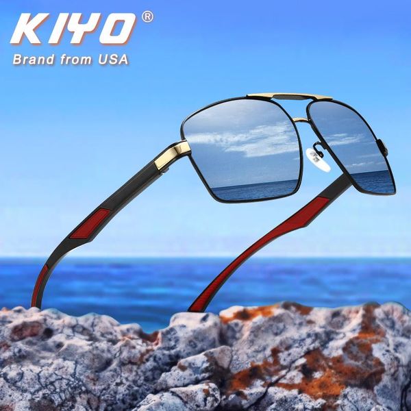 

kiyo brand 2020 new men square polarized sunglasses aluminum and magnesium sun glasses uv400 driving eyewear 2899, White;black
