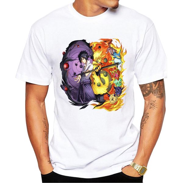 

teehub new fashion naruto and sasuke hipster two god's printed funny short sleeve cool sport hooded sweatshirt hoodie t shirt