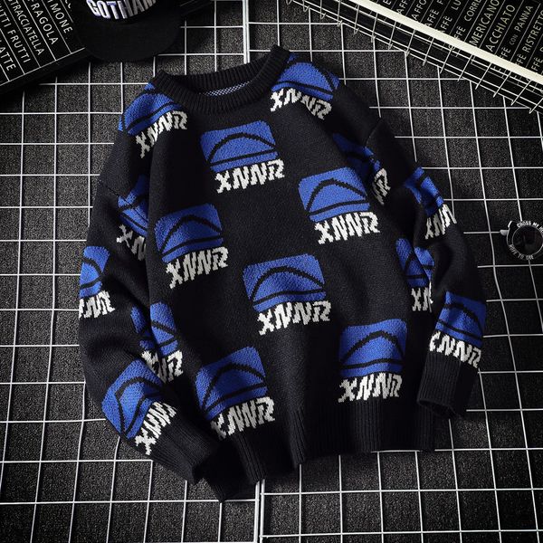 

2021 new male jersey autumn winter new fashion listing around the neck loose big 5xl black shipping map0, White;black