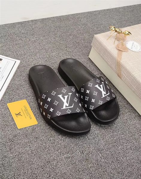 

mens womens summer slippers sandals thick bottoms letter printed non-slip casual beach huaraches loafer slippers flip flops, Black