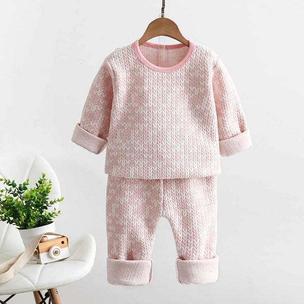

girls' pajamas in autumn boys' winter warm underpants set with plush and thickened children's home wear, Blue;red