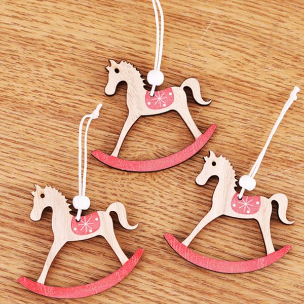 

pendant color painted elk horse small decoration crafts wooden hanging christmas