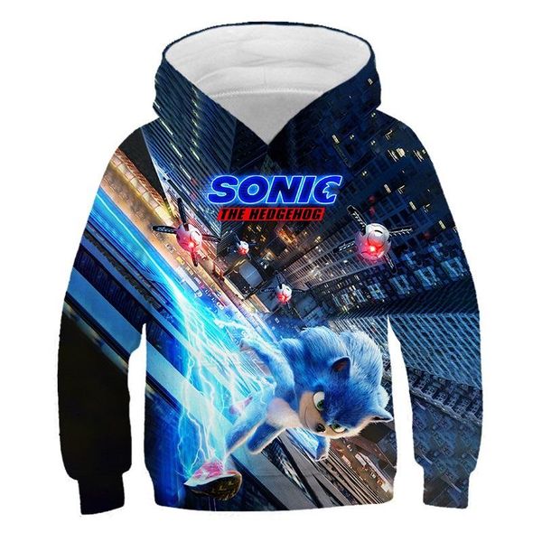 

sonic the hedgehog 3d мальчики толстовка пальто осень и зима верхней одежды дети полиэстер с капюшоном дети с длинным рукавом пуловер tops, Black