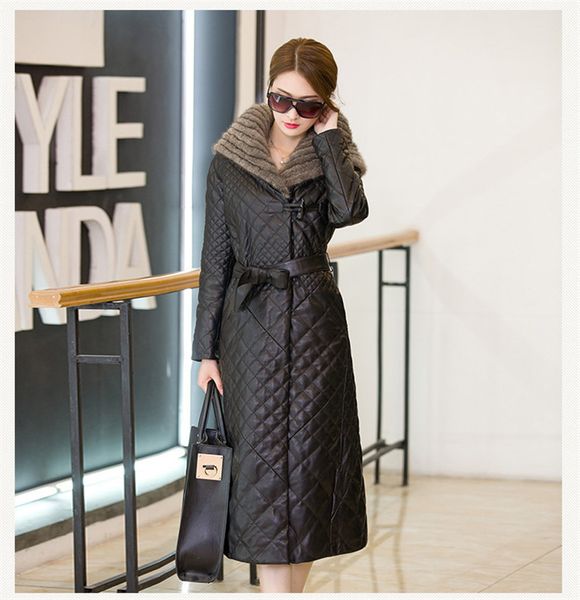 

2021 new women's down female winter collar with hoodie long jackets parkas leather jacket wxf202 6vmp, Black