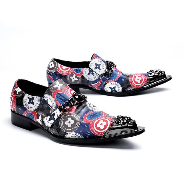 

fashion men's slip-on new oxfords dress shoes genuine leather flowers print shoes business office low heel formal, Black