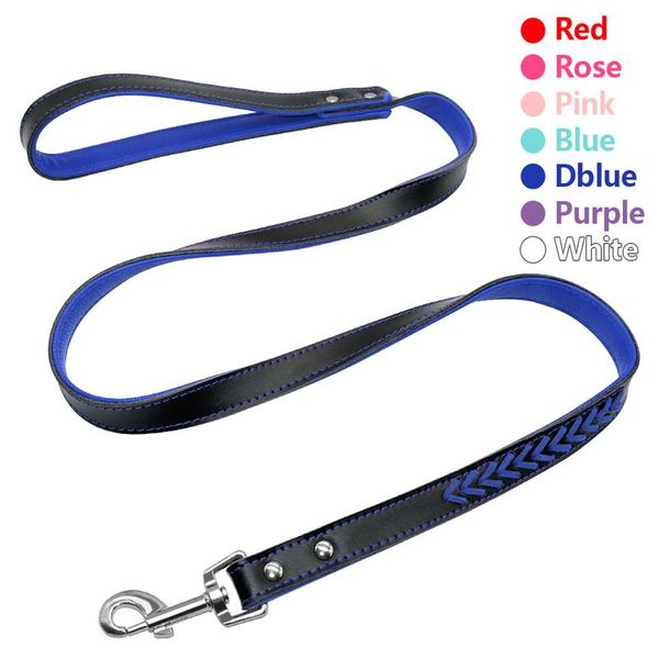

120cm long braided leather dog leash pet dog leash lead puppy walking training traction rope belt for small med sqccie