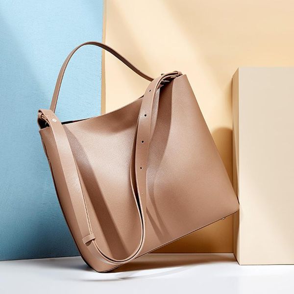 

bucket women shoulder bag tote genuine leather crossbody bags brand simple classic bucket ladies messenger bag handbag 2020 new
