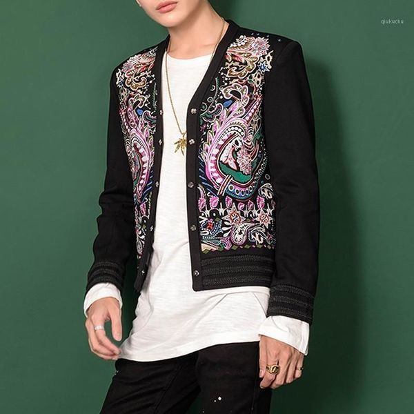

ashion colorful embroidery hombre heren colberts stage party club designer men dj host mens blazer jacket1, White;black