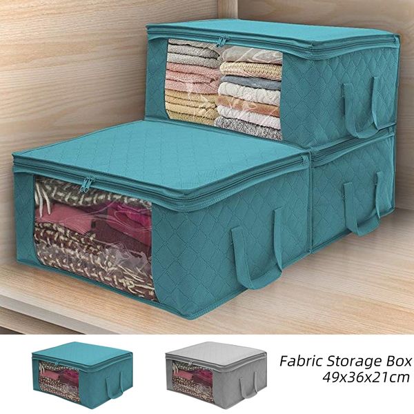 

folding storage box dirty clothes collecting case non woven fabric with zipper moisture-proof toys quilt storage box