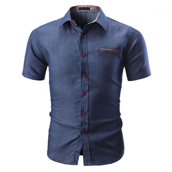 

fashion mens denim shirt long sleeve plus size cotton jeans cardigan casual slim fit short sleeve shirt men clothing, White;black
