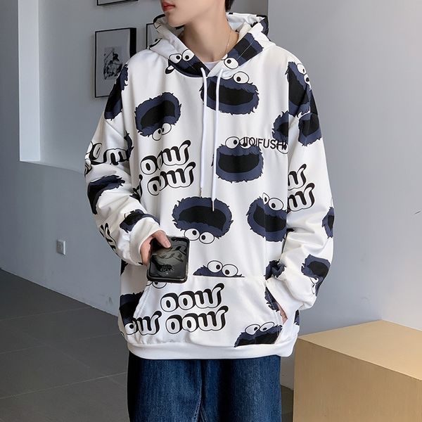 

r5y6g cartoon hooded coat men's brand ins couple's fashion loose and versatile casual student's sweatercoat f4s sweater sweat, Black