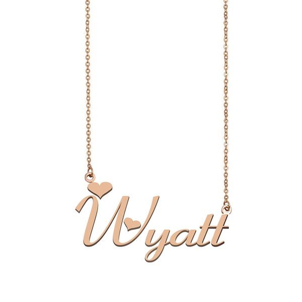 

wyatt name necklace custom nameplate pendant for women girls birthday gift kids friends jewelry 18k gold plated stainless steel, Silver