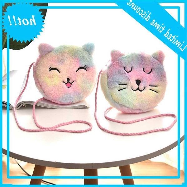 

creative plush messenger cartoon one shoulder storage simple women's round make-up bag key wallet