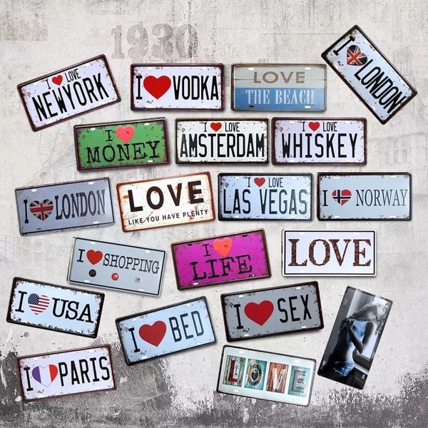 

2021 i love las vegas car license number plate vintage tin sign bar pub home kitchen wall decor retro metal art poster 30*15cm