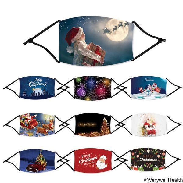 

fashion christmas masks deer printed xmas face masks anti dust snowflake christmas mouth cover washable reusable with masks filters vh02