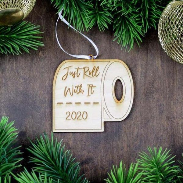 

wooden ornaments pandemic social distancing christmas tree hanging xmas pendants santa claus toilet paper party decoration dhf2502