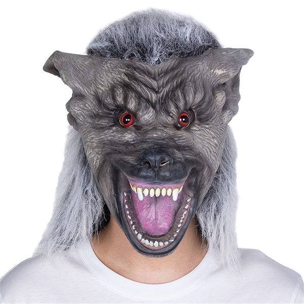 

costume accessories halloween latex animal wolf head face mask werewolf white claw gloves cosplay costume party props, Silver