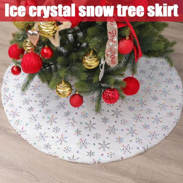 

christmas ornament ice crystal snowflake tree skirts base floor mats cover xmas tree ornaments santa claus party supplies