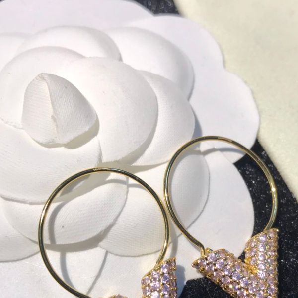 

women's earrings exaggerated big hoop earrings 925 silver needle and diamond inlaid designer earrings, Golden;silver
