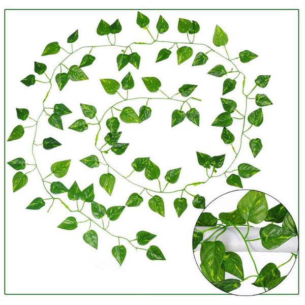 

2 м длинные моделирования растений зеленый плющ листьев поддельных виноградных виноградной лозы искусственный цветок струна листва листья до