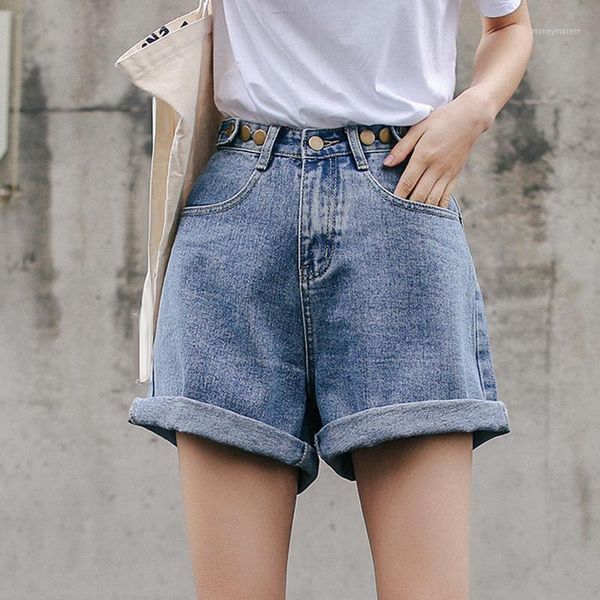 

women's shorts wide leg denim for women streetwear high waist jean summer korean style loose casual1, White;black