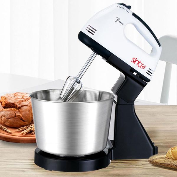 

food mixers 200w 2l deskwhisk electric stainless steel bowl kitchen stand mixer 7 speeds hand-held cream egg blender