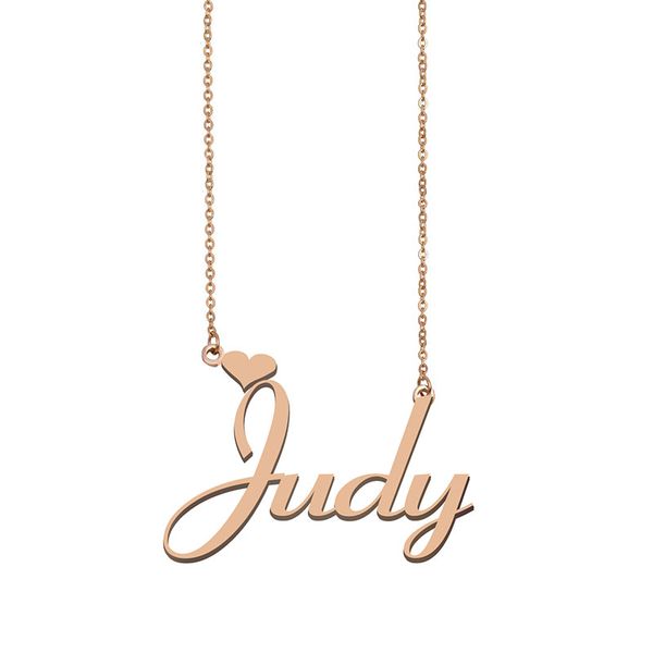

judy name necklaces pendant custom personalized for women girls children friends mothers gifts 18k gold plated stainless steel, Silver