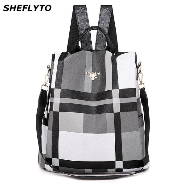 

waterproof leather plaid women backpacks school bag for teenager girls fashion new backpack travel shoulder bag famale rucksack