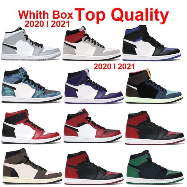 

2021 new basketball shoes 1 high fearless unc chicago 1s court purple white royal toe 1 tie dye mens sneakers with box men, White;red