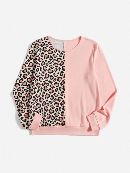 

1pc leopard print pullover 68ni#, White;black