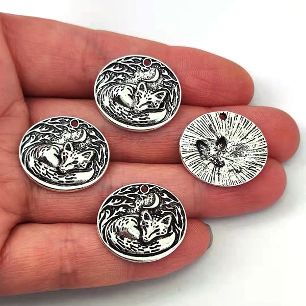

50pcs vintage fox charm moon pendant charms for women female party fashion jewelry gifts, Bronze;silver