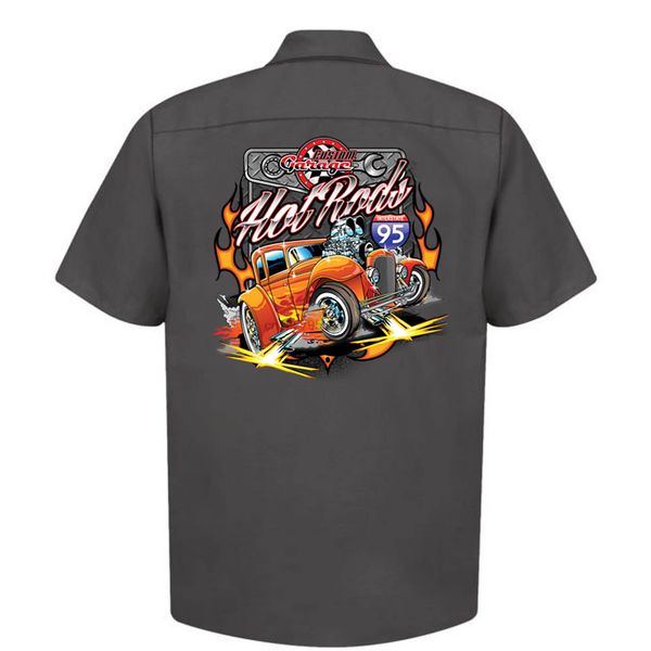 

od 58 mens american rat rod garage work shirt car mechanic red kap t(2) sport hooded sweatshirt hoodie