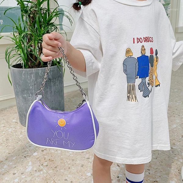 

purse children kids fashion sun letters print large capacity crossbody shoulder bag lovely satchel coin purse1, White
