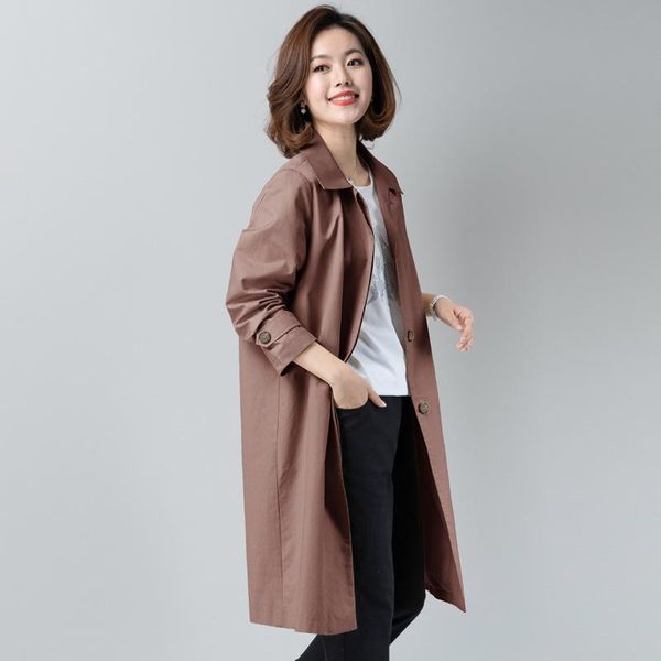 

women's trench coats spring autumn arrival womens single-breasted slim windbreaker korean long coat 3 styles vintage ladies outwear, Tan;black