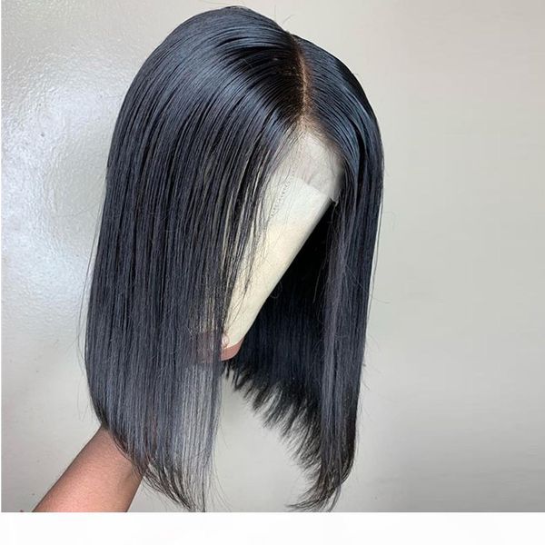 

4x4 silk base short full lace front closure wigs bob wig for black women natural color brazilian remy hair, Black;brown