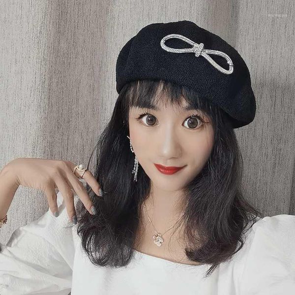 

Early autumn women's berets new summer knit beret the bright drill female fashion thin section women's caps1, Blue;gray