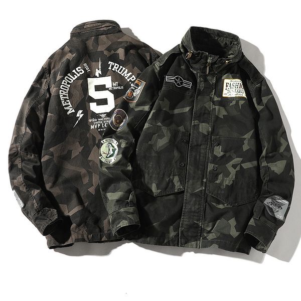 

2021 new style men stand collar print camouflage jacket d4gm, Black;brown